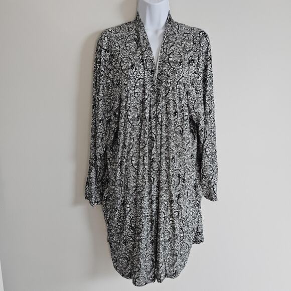 Lands End Cardigan Womens 3X Black Paisley Open Front Lightweight Slinky Layer - Picture 1 of 5